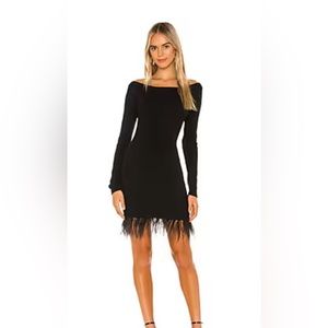 Black dress with feather detail